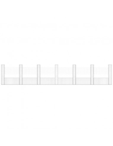Gabbione a U con 7 Pali in Ferro 740x20x150 cm