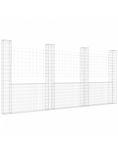 Gabbione a U con 4 Pali in Ferro 380x20x200 cm