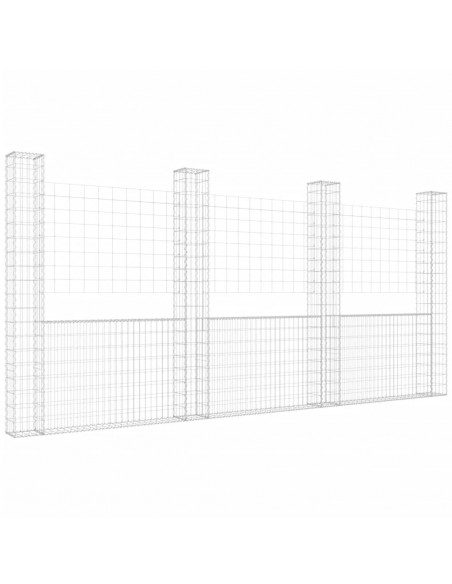 Gabbione a U con 4 Pali in Ferro 380x20x200 cm