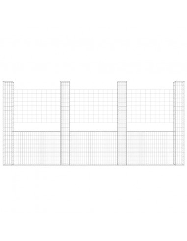 Gabbione a U con 4 Pali in Ferro 380x20x200 cm