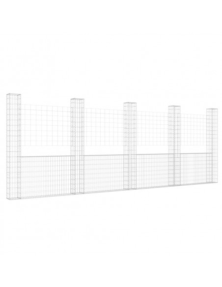 Gabbione a U con 5 Pali in Ferro 500x20x200 cm