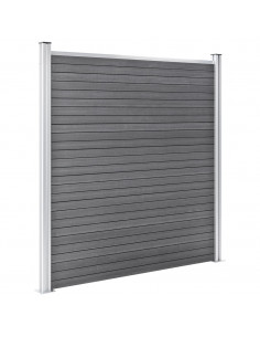 Pannelli Recinzione WPC 2 Quadrati 1 Inclinato 446x186 cm Grigi 2