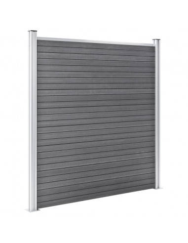 Pannelli Recinzione WPC 2 Quadrati 1 Inclinato 446x186 cm Grigi