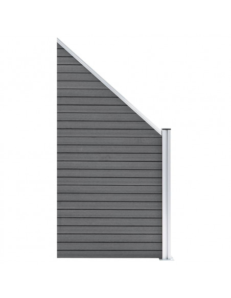 Pannelli Recinzione WPC 2 Quadrati 1 Inclinato 446x186 cm Grigi