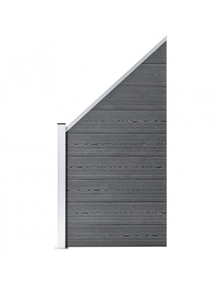 Pannelli Recinzione WPC 2 Quadrati 1 Inclinato 446x186 cm Grigi