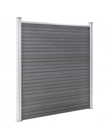 Pannelli Recinzione WPC 3 Quadrati 1 Inclinato 619x186 cm Grigi