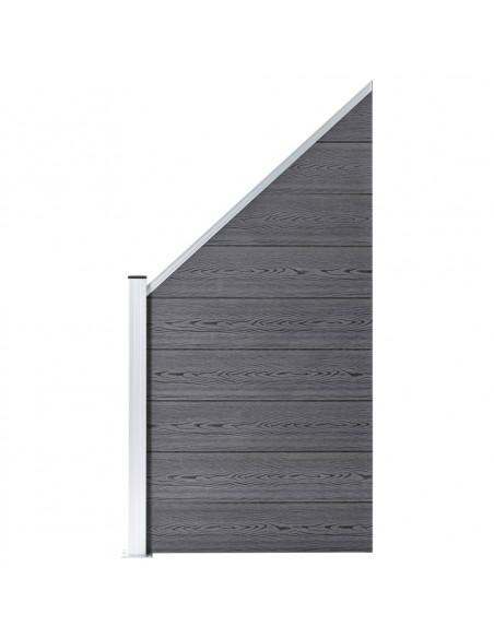 Pannelli Recinzione WPC 3 Quadrati 1 Inclinato 619x186 cm Grigi