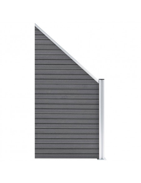 Pannelli Recinzione WPC 4 Quadrati 1 Inclinato 792x186 cm Grigi