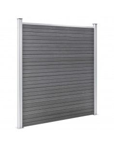 Pannelli Recinzione WPC 6 Quadrati 1 Inclinato 1138x186cm Grigi 2