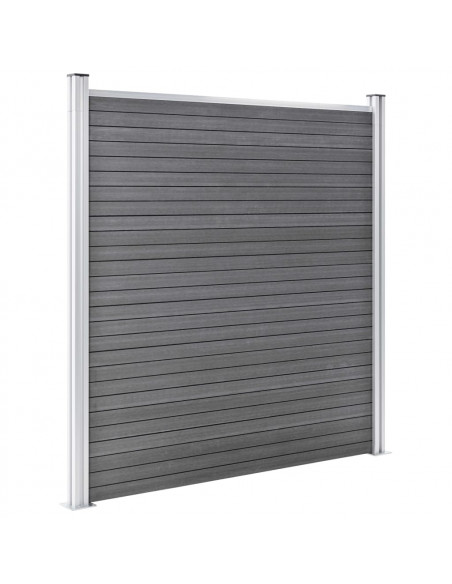 Pannelli Recinzione WPC 6 Quadrati 1 Inclinato 1138x186cm Grigi