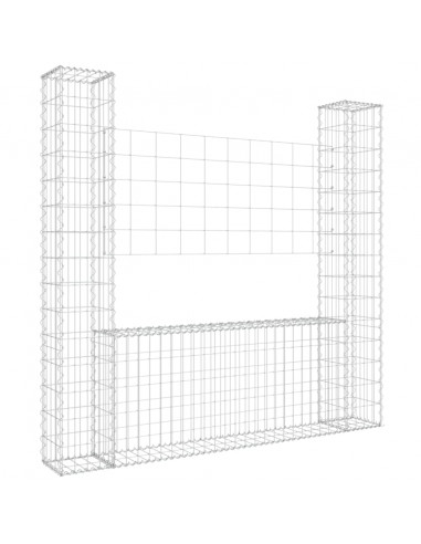 Gabbione a U con 2 Pali in Ferro 140x20x150 cm