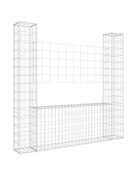 Gabbione a U con 2 Pali in Ferro 140x20x150 cm