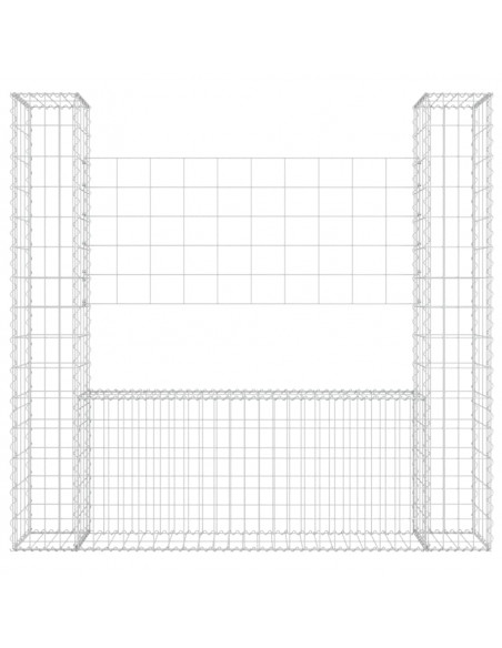 Gabbione a U con 2 Pali in Ferro 140x20x150 cm