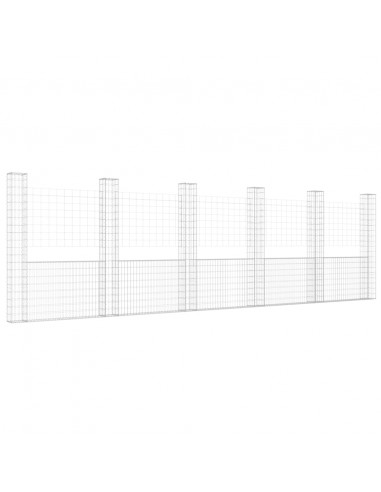 Gabbione a U con 6 Pali in Ferro 620x20x200 cm