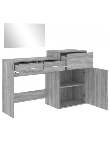 Set da Toeletta 3 pz Grigio Sonoma in Legno Multistrato