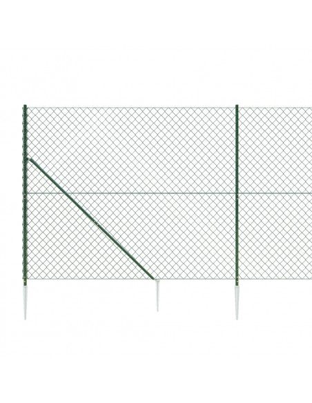Recinzione a Rete con Picchetti Ancoraggio Verde 2x10 m