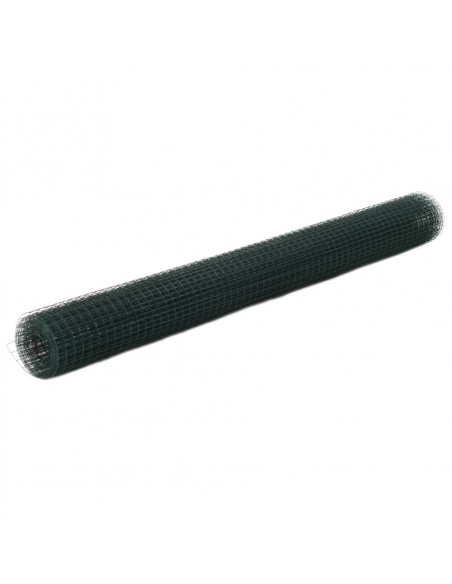 Recinzione in Rete per Pollaio in Acciaio e PVC 10x1,5 m Verde