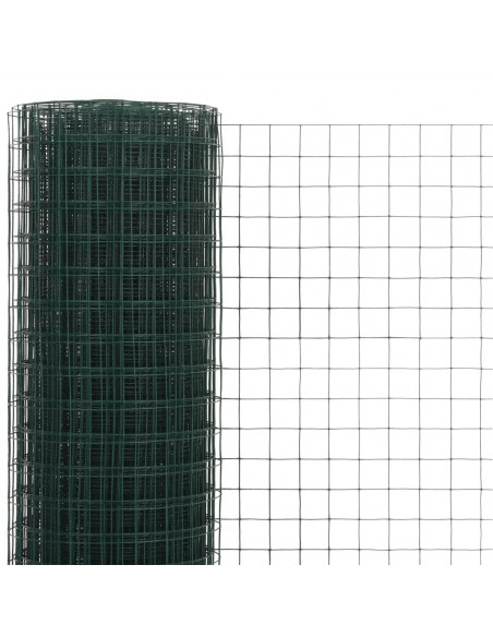 Recinzione in Rete per Pollaio in Acciaio e PVC 10x1,5 m Verde