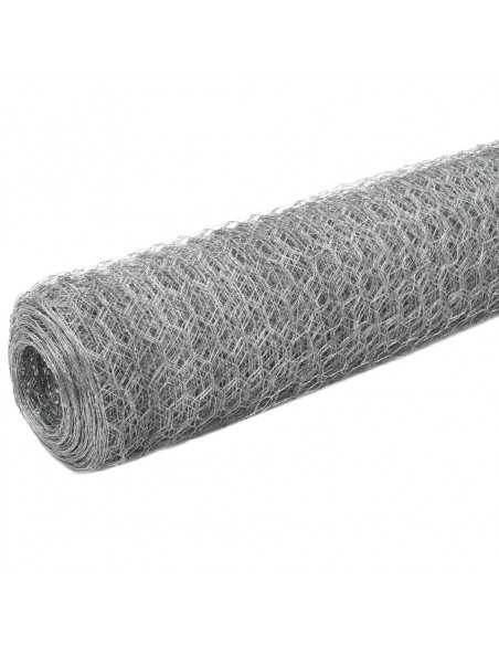 Recinzione in Rete per Pollaio Acciaio Zincato 25x1,2 m Argento