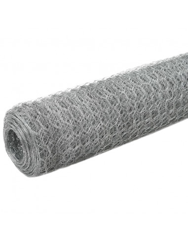 Recinzione in Rete per Pollaio Acciaio Zincato 25x1,2m Argento