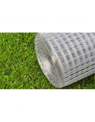 Recinzione in Rete in Acciaio Zincato Quadrata 1x25 m Argento
