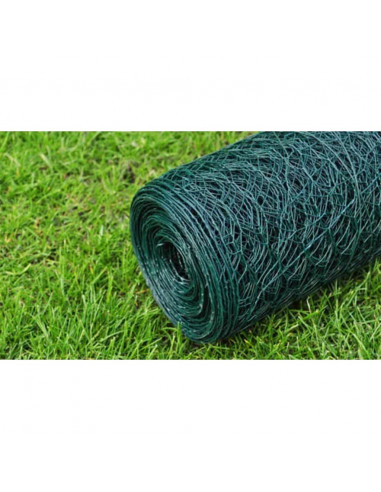 Recinzione in Rete Acciaio Zincato Esagonale 1x25 m Verde Scuro