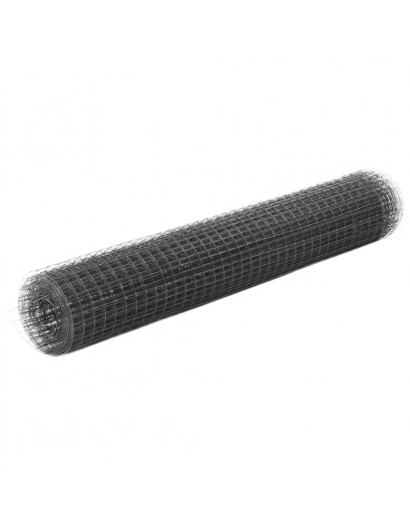 Recinzione in Rete per Pollaio in Acciaio e PVC 10x1 m Grigio
