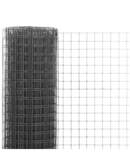 Recinzione in Rete per Pollaio in Acciaio e PVC 10x1 m Grigio