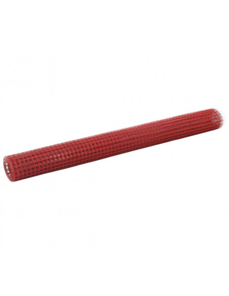 Recinzione in Rete per Pollaio in Acciaio e PVC 25x1,5 m Rossa