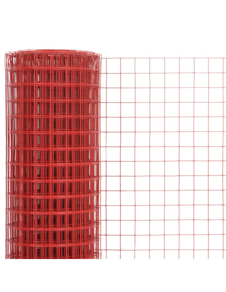 Recinzione in Rete per Pollaio in Acciaio e PVC 25x1,5 m Rossa