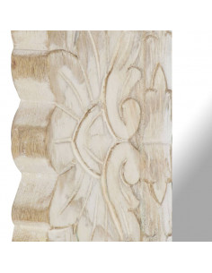 Specchio Bianco 50x50 cm in Legno Massello di Mango