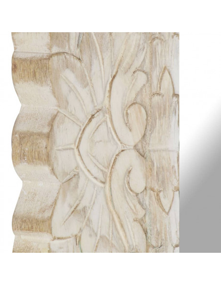 Specchio Bianco 50x50 cm in Legno Massello di Mango