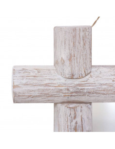 Specchio con Tronchi Bianco 70x70 cm Legno Massello di Recupero