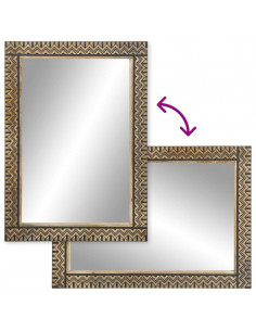 Specchio da Bagno 50x70 cm in Legno Massello di Mango e Vetro