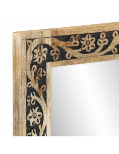 Specchio da Bagno 50x70x2,5 cm Legno Massello di Mango e Vetro
