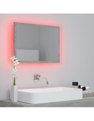 Specchio da Bagno a LED Grigio 60x8,5x37 cm in Acrilico