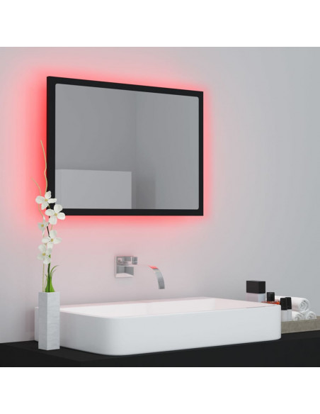 Specchio da Bagno a LED Nero 60x8,5x37 cm in Acrilico