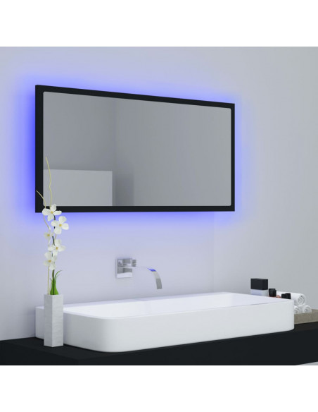Specchio da Bagno a LED Nero 90x8,5x37 cm in Acrilico
