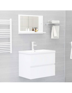 Specchio da Bagno Bianco 60x10,5x37 cm in Legno Multistrato