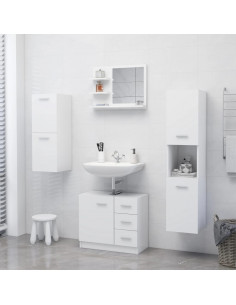Specchio da Bagno Bianco 60x10,5x45 cm in Legno Multistrato