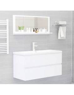 Specchio da Bagno Bianco 90x10,5x37 cm in Legno Multistrato