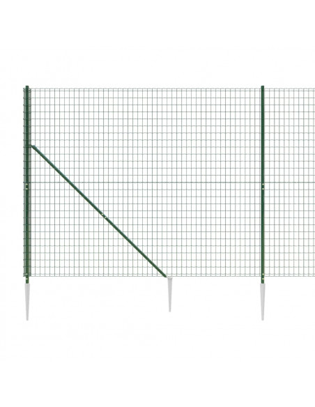 Recinzione Metallica con Picchetti Ancoraggio Verde 1,6x10 m