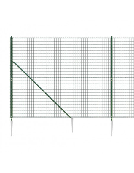 Recinzione Metallica con Picchetti Ancoraggio Verde 2x25 m