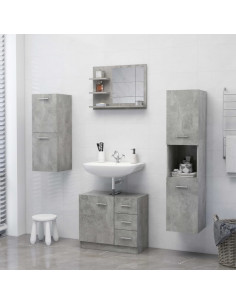 Specchio da Bagno Grigio Cemento 60x10,5x45 cm in Truciolato