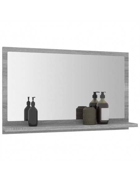 Specchio da Bagno Grigio Sonoma 60x10,5x37 cm Legno Multistrato