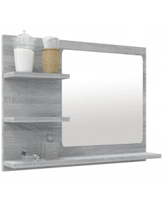 Specchio da Bagno Grigio Sonoma 60x10,5x45 cm Legno Multistrato