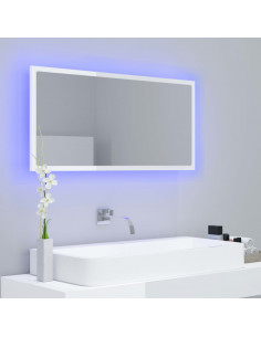 Specchio da Bagno LED Bianco Lucido 90x8,5x37 cm in Acrilico