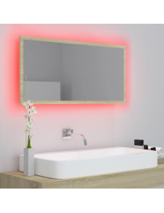 Specchio da Bagno LED Rovere Sonoma 90x8,5x37 cm in Acrilico