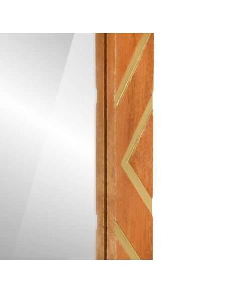 Specchio da Bagno Marrone 50x70x3 cm in Legno di Mango e Vetro
