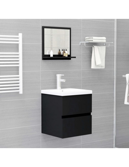 Specchio da Bagno Nero 40x10,5x37 cm in Legno Multistrato